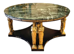 Empire Revival Marble and Mahogany Center Table