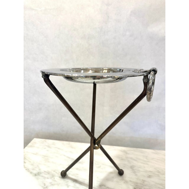 Brass Neoclassical Style Brass & Nickeled Metal Gu?©ridon / Collapsing Side Table For Sale - Image 8 of 11