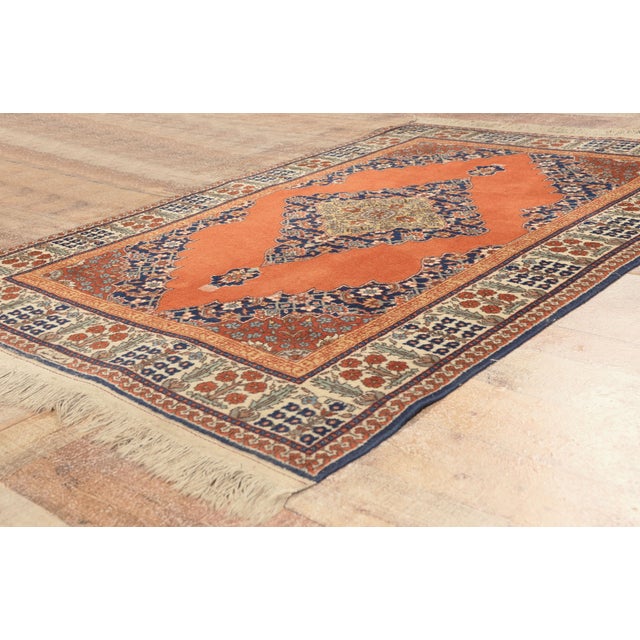 Persimmon Vintage Romanian Tabriz Rug, 04'01 X 06'00 For Sale - Image 8 of 10