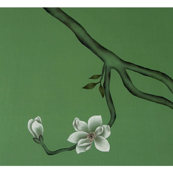 Not Yet Made - Made To Order 36" * H100"/Panel * 5ps, Jade Green Magnolia Wallpaper, Magnolia‌ Wallpaper Mural, 5 Panels For Sale - Image 5 of 5