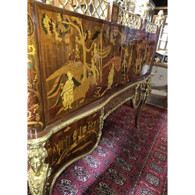 Louis XV Style Cylinder Desk in Wood Marquetry For Sale - Image 6 of 8