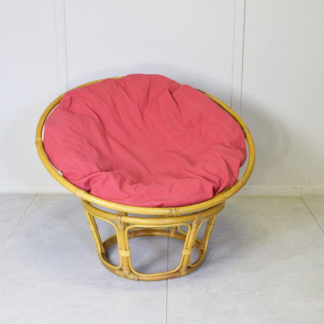 Mid-Century Modern Vintage Bamboo Papasan Armchair, 1960s For Sale - Image 3 of 9