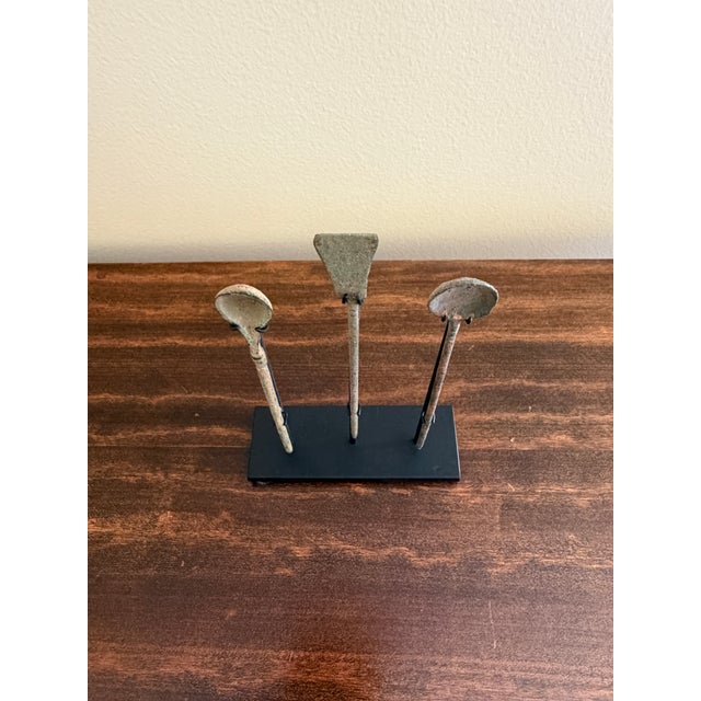 Collection of Three Ancient Roman Bronze Medical Instruments on Custom Museum Mounts For Sale - Image 4 of 9
