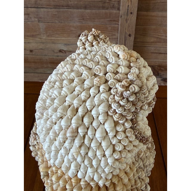 White Vintage Seashell Encrusted Owl Sculpture For Sale - Image 8 of 12