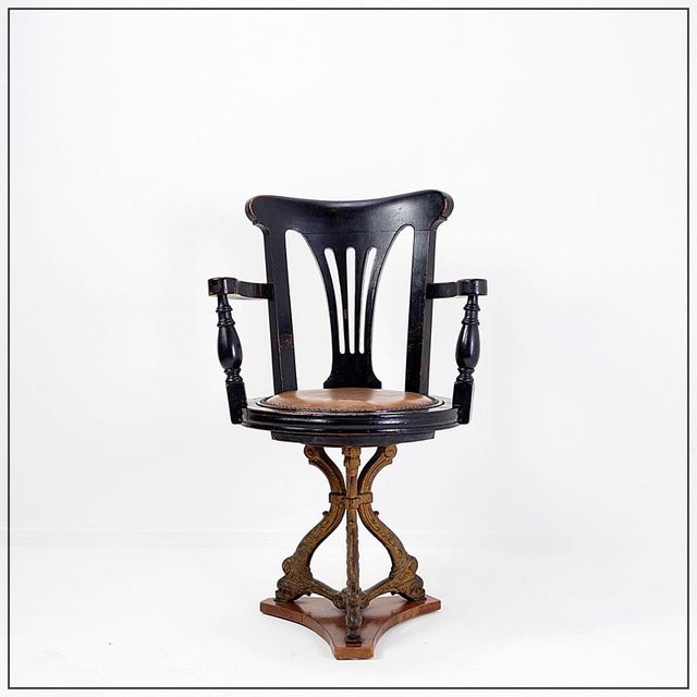 Antique Black Stained Oak Chair For Sale - Image 16 of 16