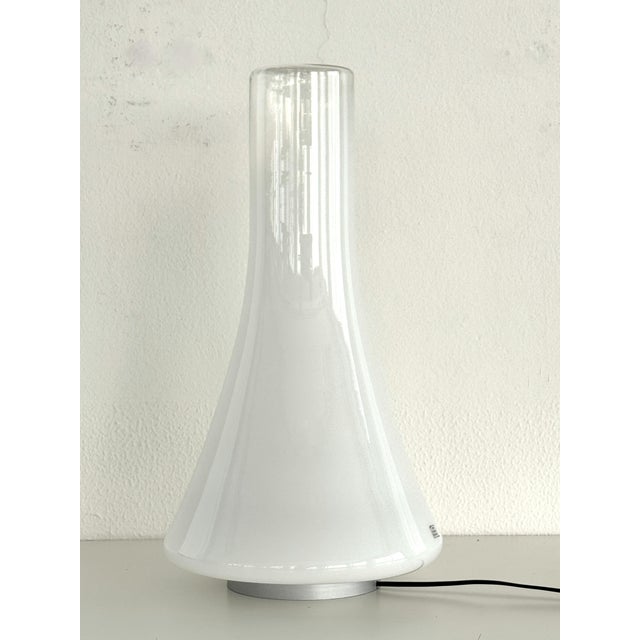 White Vintage Italian Table Lamp in Glass by Angelo Mangiarotti, 1990 For Sale - Image 8 of 18