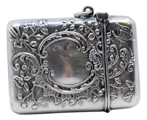 Silver Matchbox Embossed with Plant Motifs