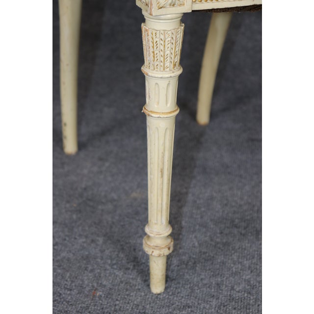 19th C Pair Louis XVI Style Paint Decorated French Side Chairs For Sale In Philadelphia - Image 6 of 12
