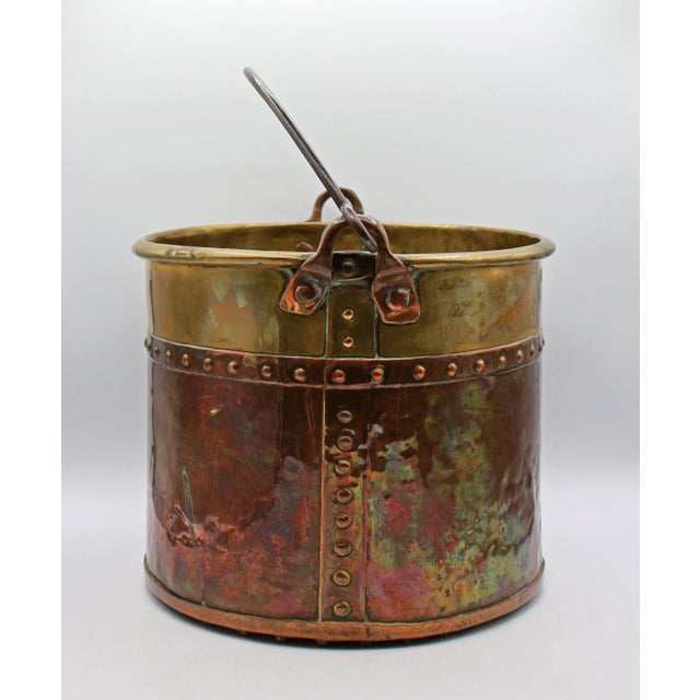 Circa 1880 English Copper & Brass Large Bucket For Sale - Image 4 of 10