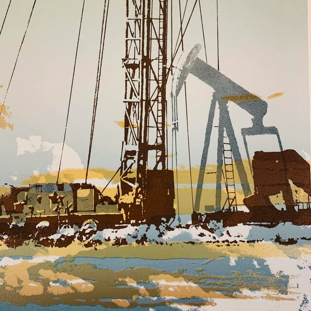1970s Mid-Century Abstract Texas Oil Well Print by Marian Ford For Sale - Image 5 of 12