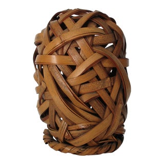 Vintage Japanese Woven Bamboo Ikebana Style Flower Basket For Sale