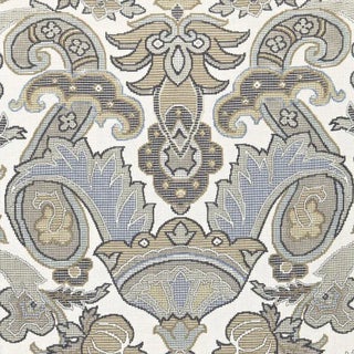 Sample- Schumacher Mataura Linen Print Fabric in Greige For Sale