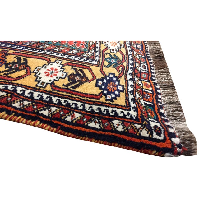 Red Vintage Red Qashgai Pictorial Hand Woven Runner Rug 3'3 X 12'2 For Sale - Image 8 of 11