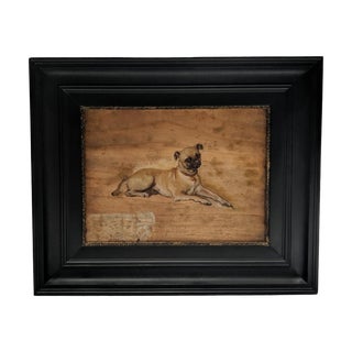 19th Century Figurative Oil on Board "Study of a Pug", by Tony Robert-Fleury For Sale