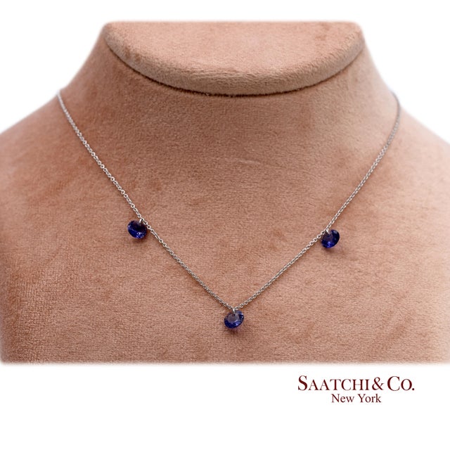Purple 18k(750) White Gold Natural Amethyst Pendant Necklace With Chain For Sale - Image 8 of 10