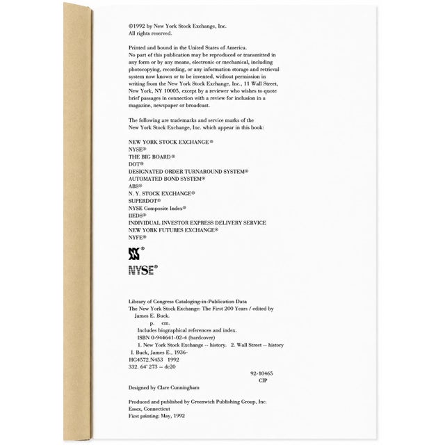 1990s New York Stock Exchange First 200 Years 1992 Book Wall Street 1st Edition For Sale - Image 5 of 12