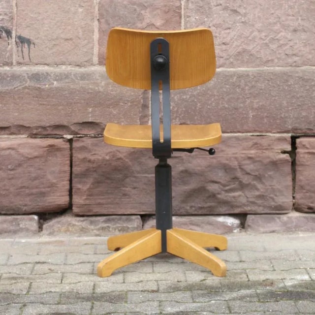 Mid-Century Modern Vintage Industrial Adjustable Office Chair For Sale - Image 3 of 5