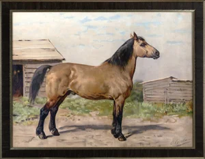 Canadian Horse by Eerelman Framed in Italian Wood Vener Moulding