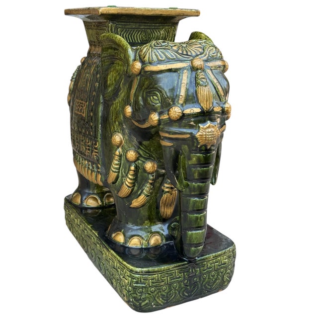 Ceramic Mid Century Ceramic Elephant Garden Stool For Sale - Image 7 of 8