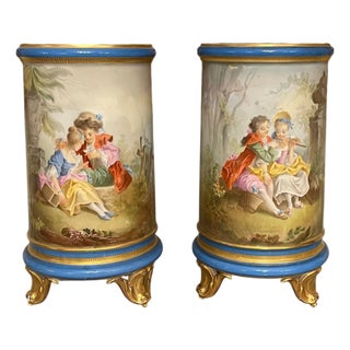 Late 19th Century Pair of French Sèvres Style Porcelain Vases. For Sale