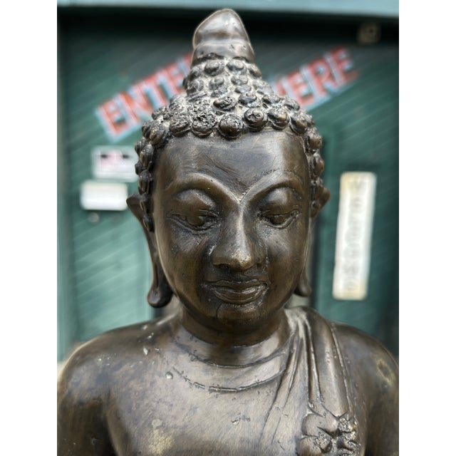 Antique Asian Seated Buddha Sculpture For Sale - Image 4 of 10