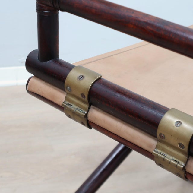 Bamboo Leather Director's Chair from McGuire, 1950s For Sale - Image 11 of 12