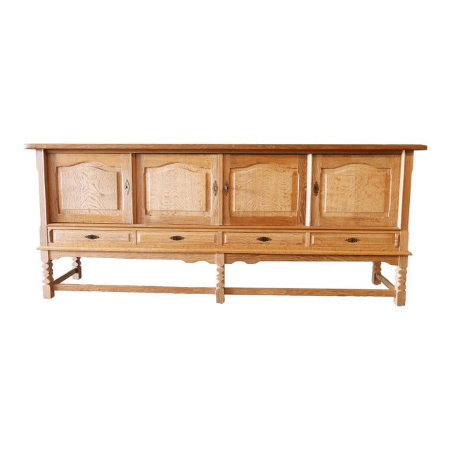 1960s Henning Kjaernulf Danish Quarter Sawn Oak Sideboard Cabinet Danish Modern, Attributed For Sale