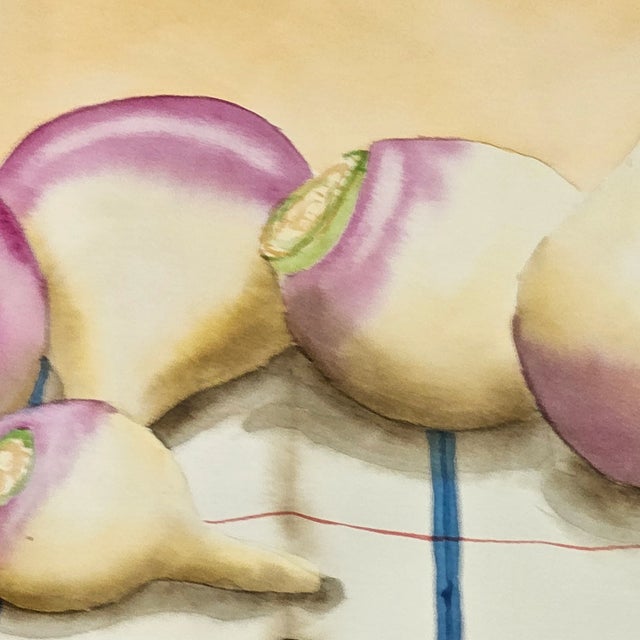 Modern Still Life Turnip Vegetable Watercolor Painting Signed Earl Rema Ault For Sale - Image 3 of 10