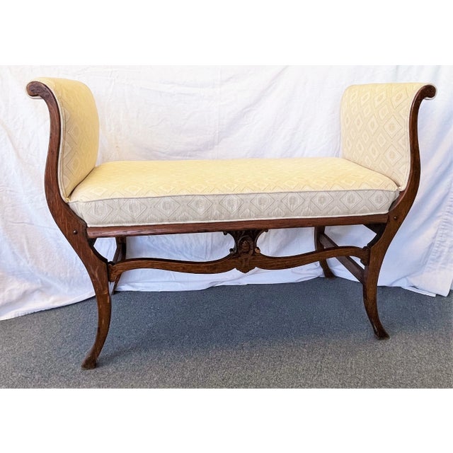 1930 s Federal Style Rolled Arm Upholstered Wood Bench Chairish