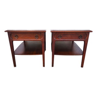 Mid Century Walnut End Tables Pair MCM For Sale