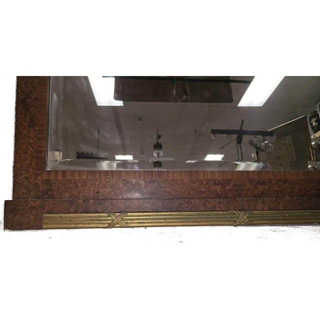 Bronze Very Large 63" French Empire Neoclassical Mirror Burl Wood With Bronze Mounts For Sale - Image 8 of 12