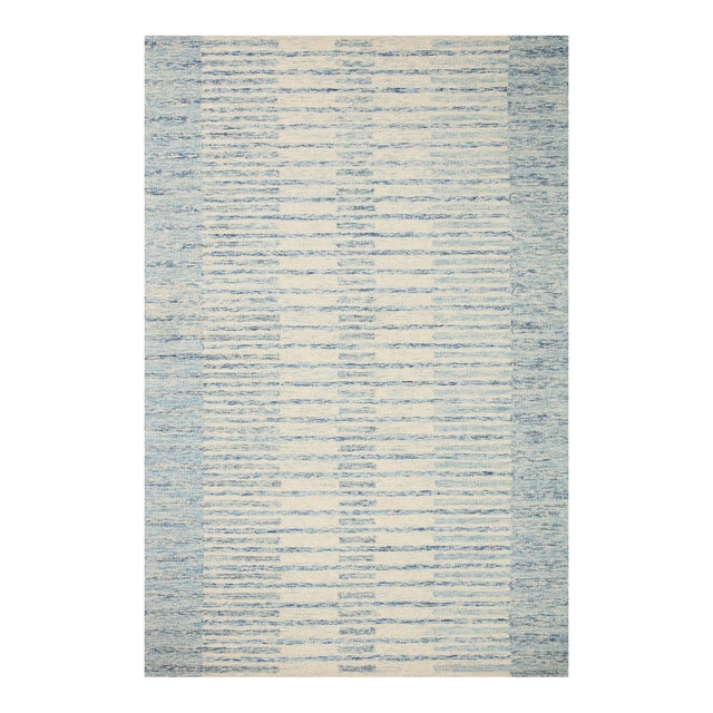 Chris Loves Julia x LoloiChris Ivory / Denim 3'-6" x 5'-6" Accent Rug For Sale