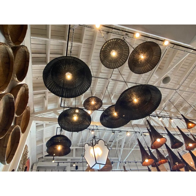 Black Wicker Audrey Pendant Light Small For Sale In Los Angeles - Image 6 of 8