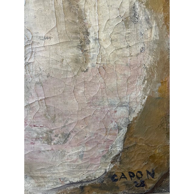 1920s 1928 Oil Painting on Canvas of a Reclining Woman Oil on Canvas Signed Georges Louis Emile Capon For Sale - Image 5 of 9