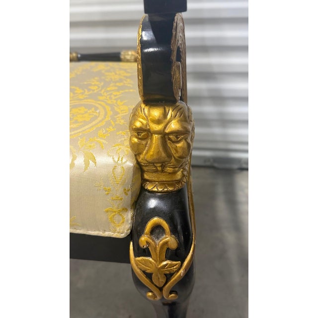 1960s Pair of Italian Hollywood Regency Empire-Style Black & Gold Lion-Head Armchairs For Sale - Image 11 of 11