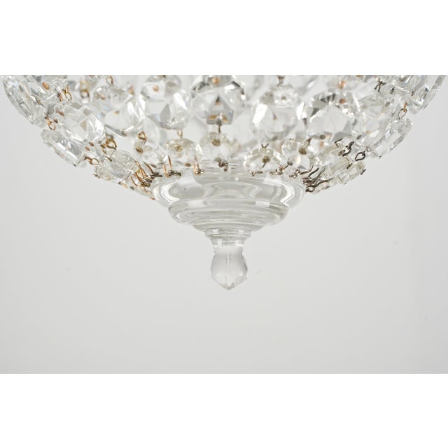 Mid 20th Century Restored 9 In. Crystal Flush Mount Ceiling Light For Sale In New York - Image 6 of 8