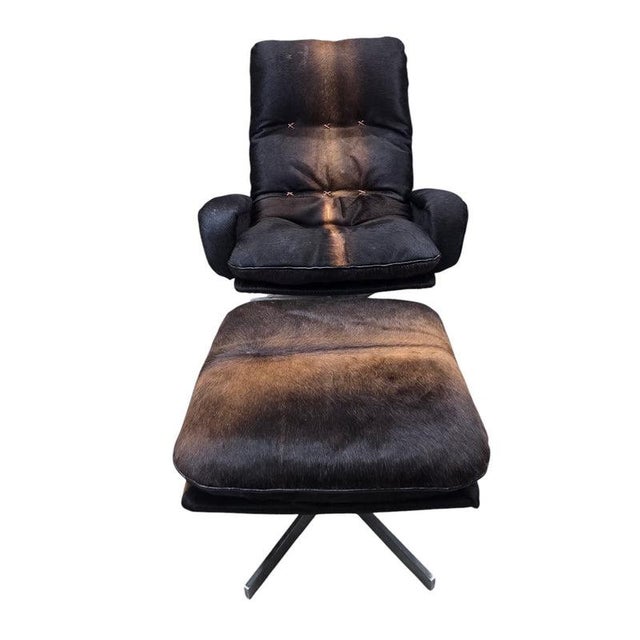 Metal Mid 20th Century De Sede Lounge Chair and Ottoman Newly Reupholstered For Sale - Image 7 of 16