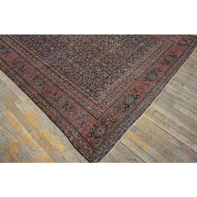Supreme Dark Blue Ground Color With Small Rosettes in a Geometric Design Antique Persian Herat Rug For Sale - Image 13 of 14
