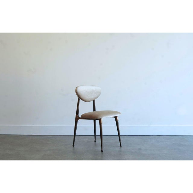 Set of Four Dining Chairs in Chenille and Bronze by Dan Johnson, C. 1950s For Sale - Image 4 of 9