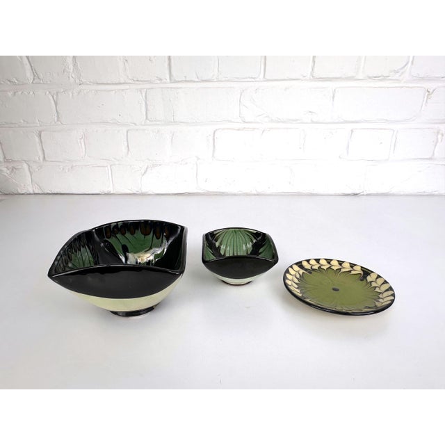 Vintage Danish Ceramic Bowls and Dish from Kähler, 1960s, Set of 3 For Sale - Image 4 of 13