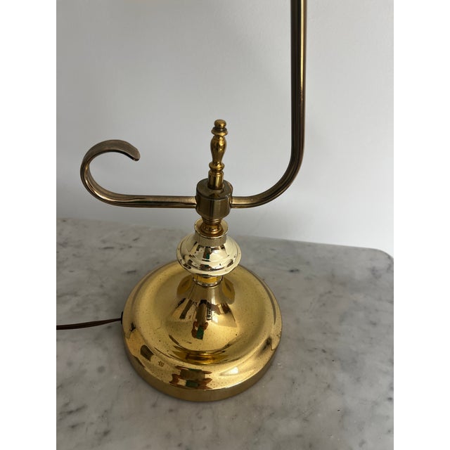 1970s Brass Tulip Style Lamp With Glass Shade For Sale - Image 4 of 12