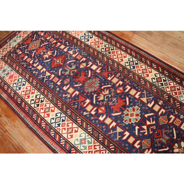 Late 19th Century Zabihi Collection Antique Caucasian Kuba 19th Century Wide Runner - 3'11" x 12'1" For Sale - Image 5 of 11
