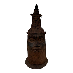 Large Patinated Memorial Cast Bronze Benin Bust