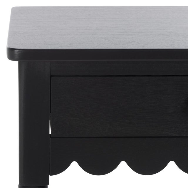 Spritely Home Haven Scalloped 1 Top Drawer Accent Table in Matte Black For Sale - Image 4 of 10