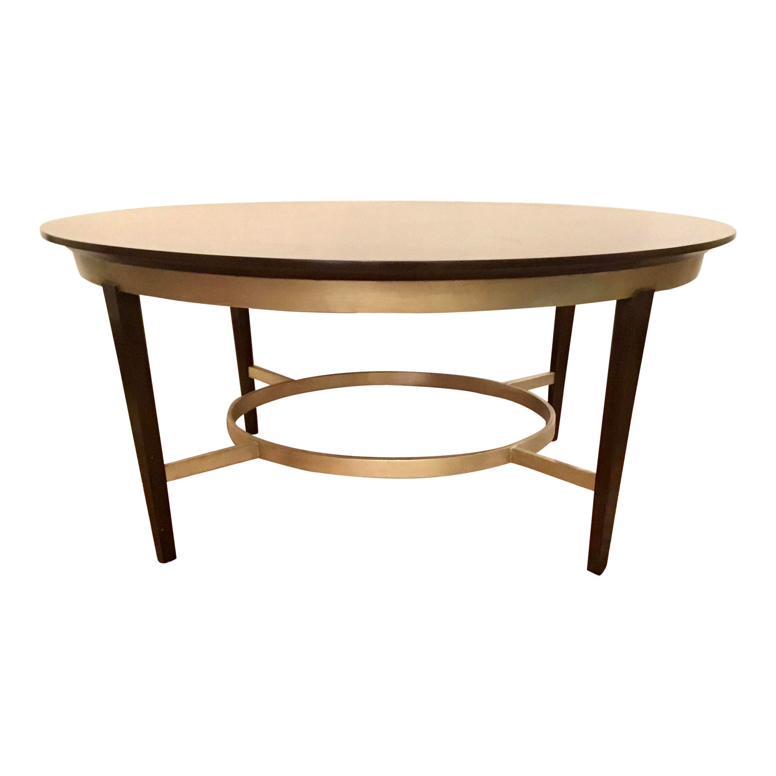 Henredon Modern Dark Walnut Finished Wood Round Cocktail Table Chairish