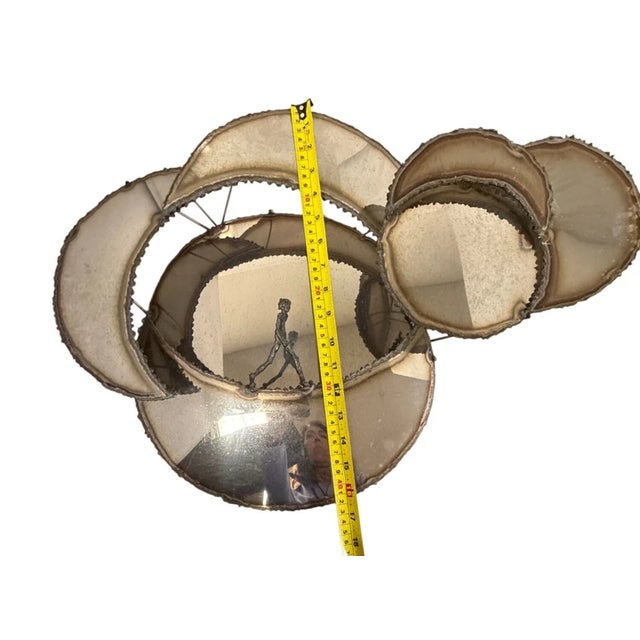 1970s Ron Isaacson MCM Metal Wall Sculpture Mirror 2/77 For Sale - Image 10 of 11