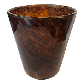 Large Vintage Tortoise Style Glass Vase For Sale