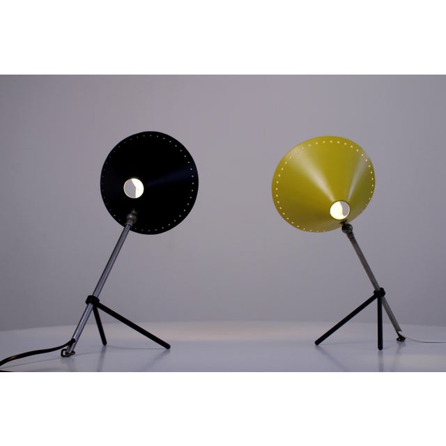 Pinocchio Black and Yellow Tripod Table Lights by H. Th. J. A. Busquet for Hala, 1950s, Set of 2 For Sale - Image 14 of 18