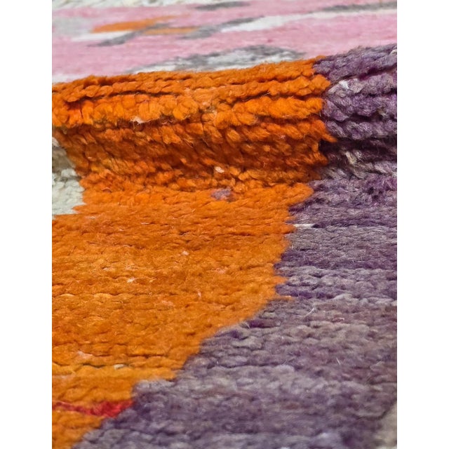 Abstract Authentic Moroccan Boujad Wool Rug - 8.2 X 5.3 Ft For Sale - Image 3 of 6