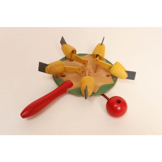 Mid-Century Modern Vintage Swedish Modern Folk Art Wood Pecking Chicken Rooster Paddle For Sale - Image 3 of 10